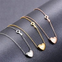 jingyang 316l stainless steel gold color heart shape pendant forever love key link chain necklace fashion jewelry for women