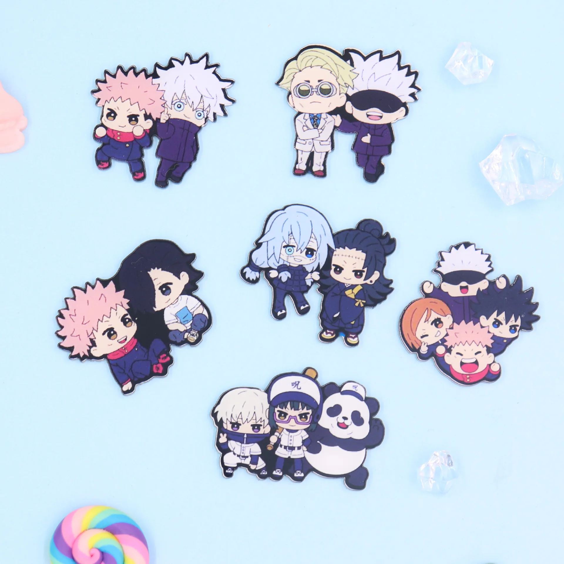 

1 Pcs New Anime Jujutsu Kaisen Acrylic Badges Lapel Pin Figure Gojo Satoru Yuji Itadori Butterfly Clasp Brooch Pins Cosplay Toys