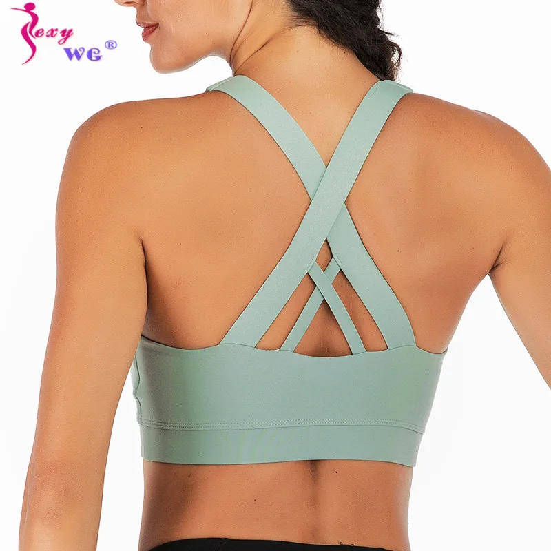 

SEXYWG Women Sexy Back Cross Sport Bras High Impact Sports Bra Gym Yoga Fitness Crop Top Running Bralette Workout Bras Sportwear
