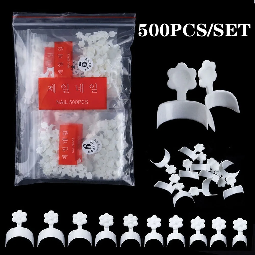 

500PCS Manicure Nail Crescent French Edge White French Half Paste Short False Nails Professional Nail Tools Nail Art