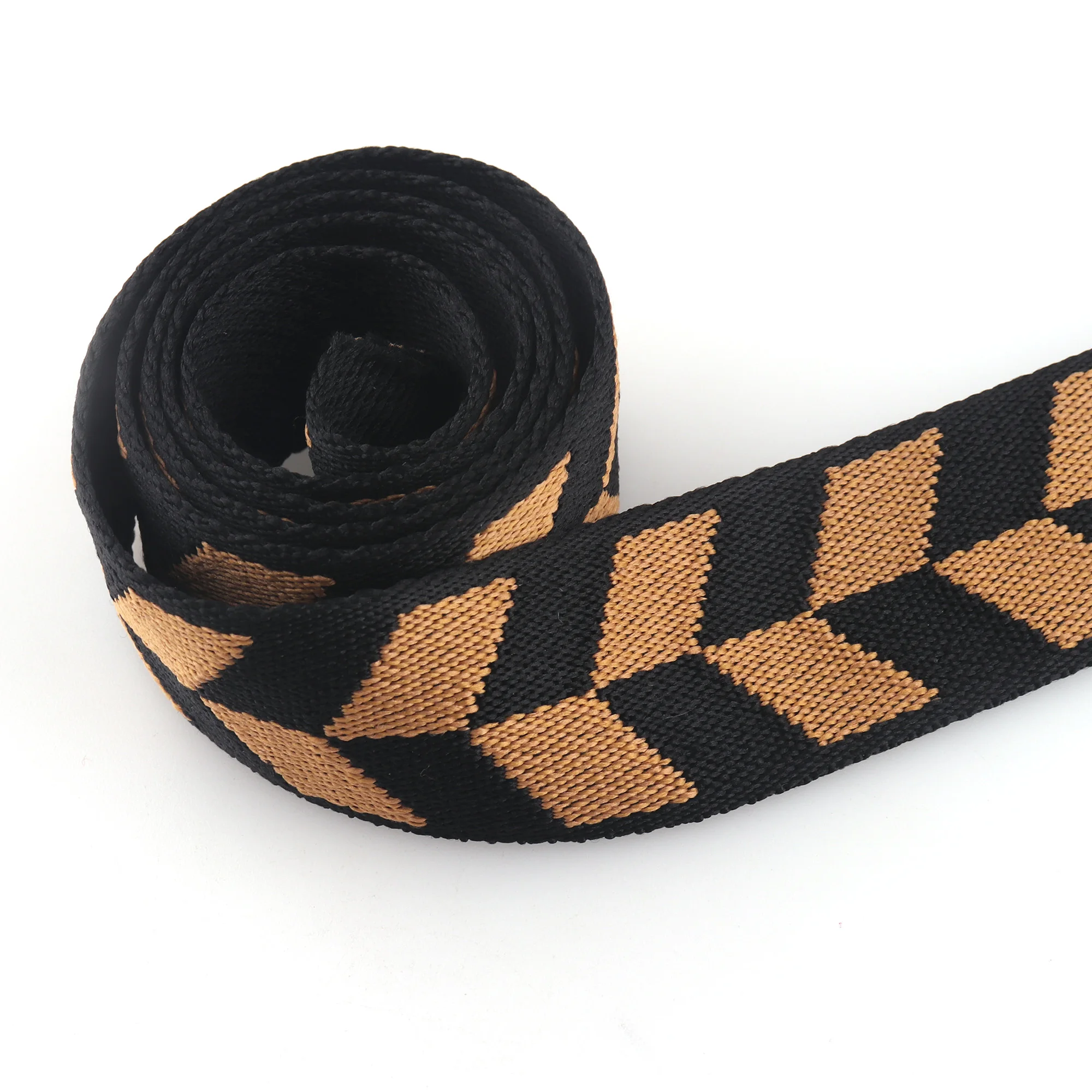 

Cotton Webbing Strap 38mm(1.5") Black Striped Canvas Brown Woven Belt Sewing Bag Leash Dog Collar