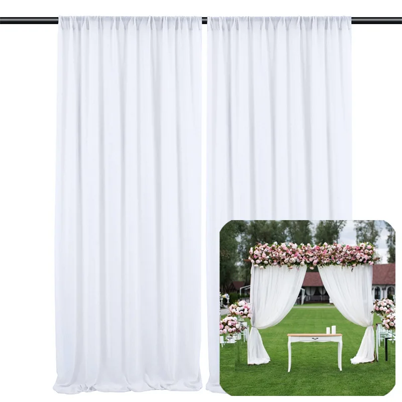 

Outdoor Drapery Wedding Decoration White Background Cloth Curtain Wedding Arch Decor Backdrops Stage Layout Yarn Veil