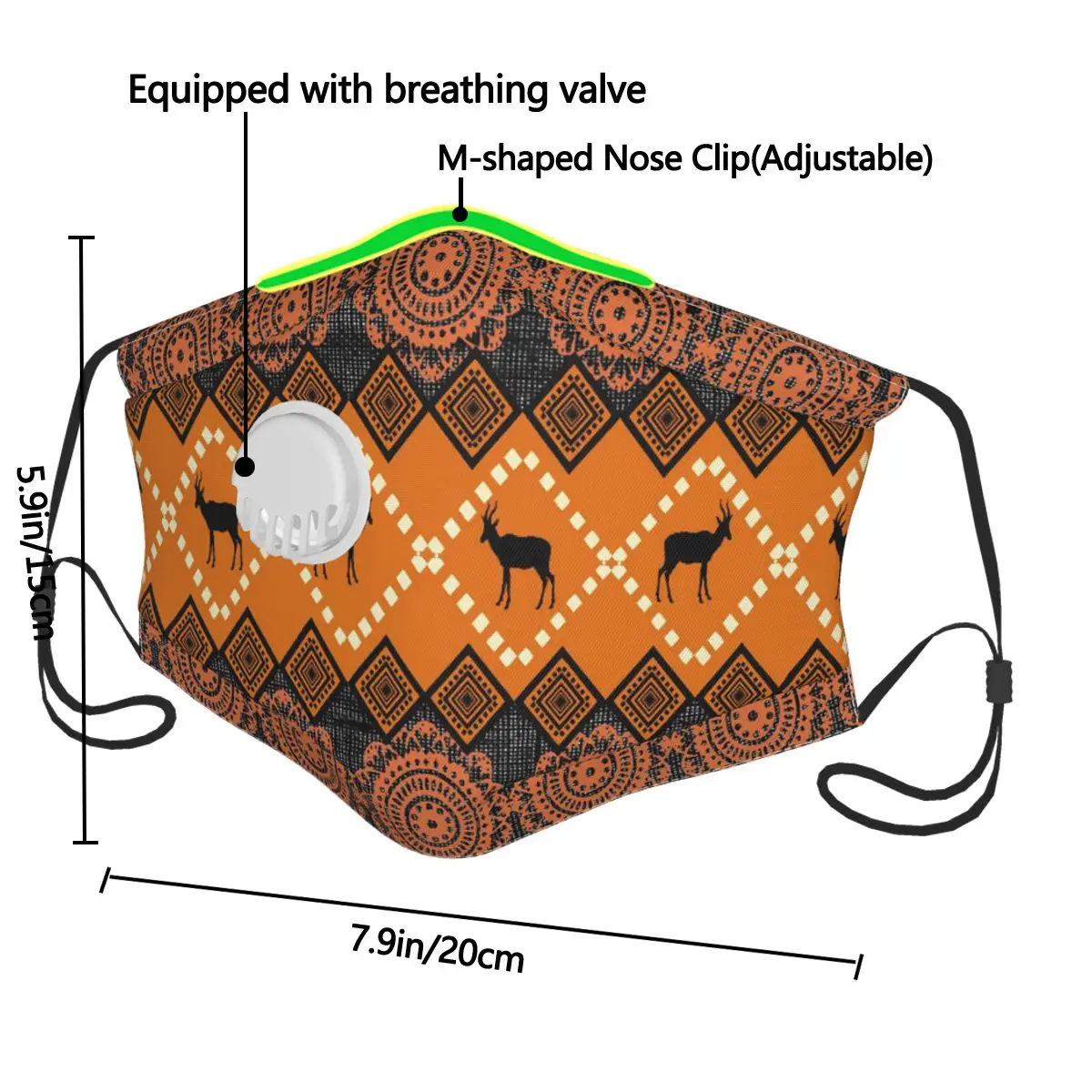 

Floral African Print Breath Valve Mouth Mask Dust Proof Washable Reusable Masks Unisex Mouth Muffle for Man Women