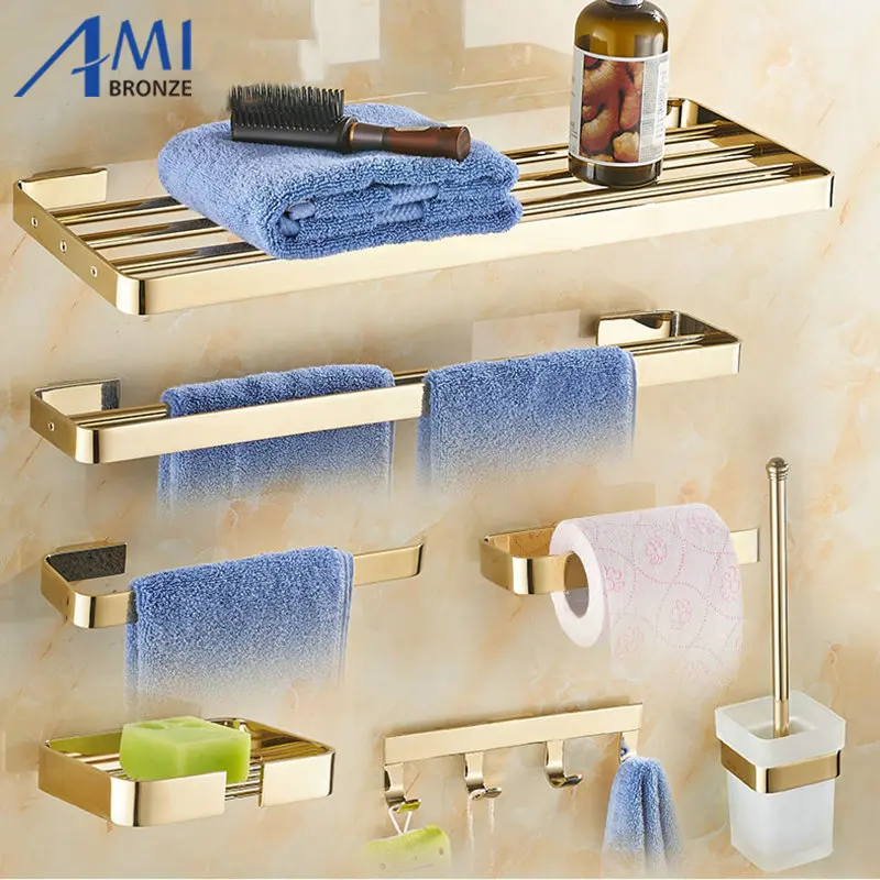 Серия FZ золотистая полированная латунь аксессуары для ванной комнаты Аксессуары