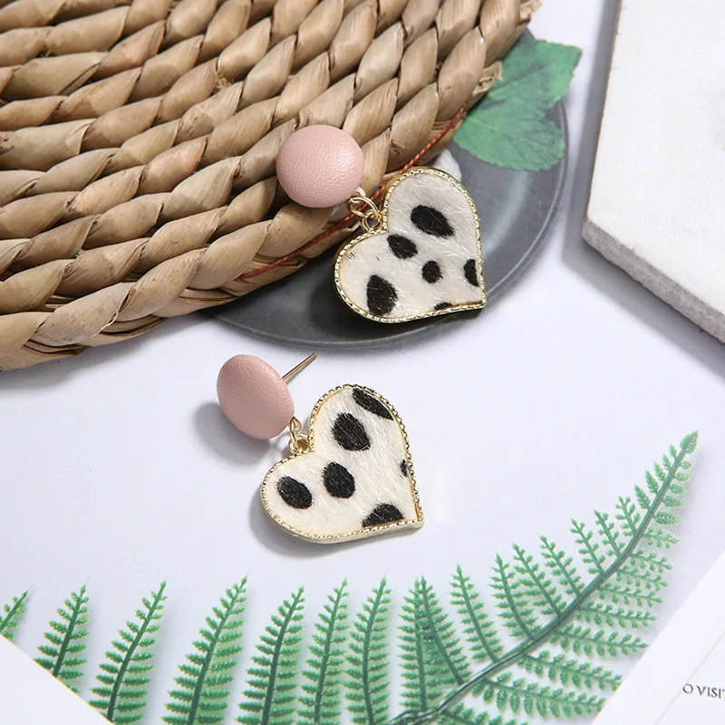 Новые корейские модные женские серьги с леопардовым принтом простые