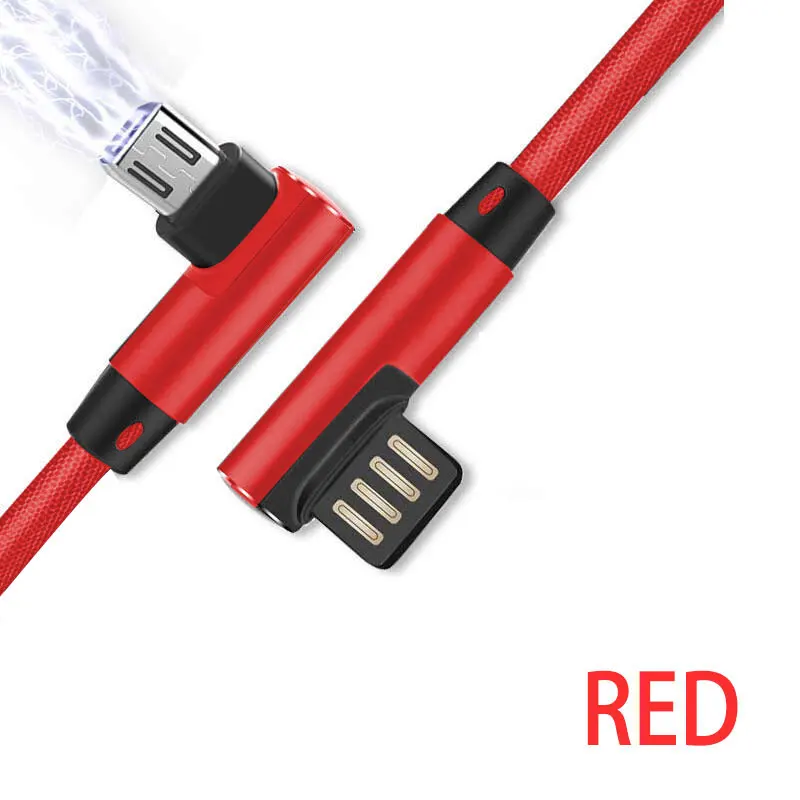 3а Быстрая зарядка Micro USB кабель 90 градусов строка данных для samsung S8 S9 Android Заряженная линия для Xiaomi huawei кабель мобильного телефона - Цвет: Red cable