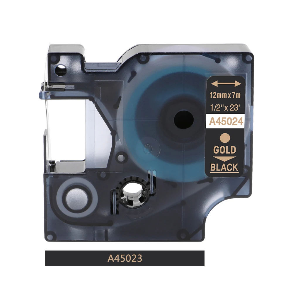 Gold on Black Labelife 1 шт Многоцветный 45013 совместимый с Dymo D1 менеджер 12 мм черный на белом фоне ленты с лейблом для этикетка Dymo менеджер 160 280 210 - Цвет: Gold on Black