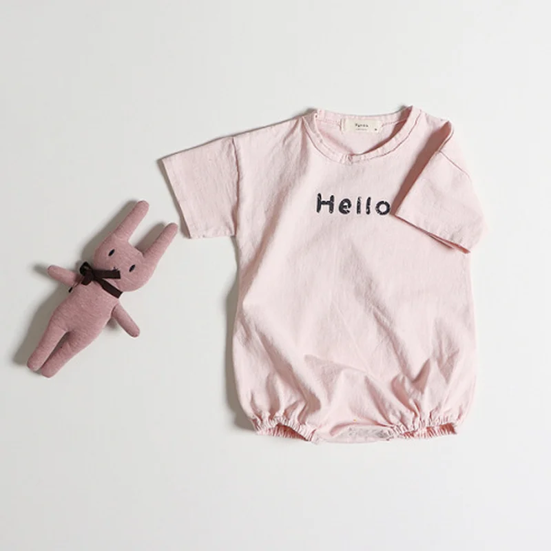 

summer Korean style baby bodysuits letter print boys girls jumpsuits cute infant clothes
