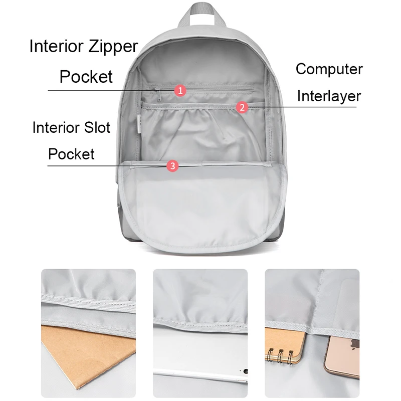 Женский рюкзак для ноутбука с емкостью мАч серый и синий Повседневный школьный