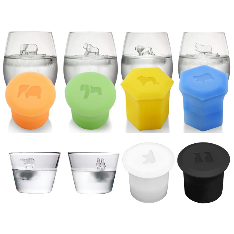 Форма для льда в виде животного силиконовая форма льва и бегемота Экологичная