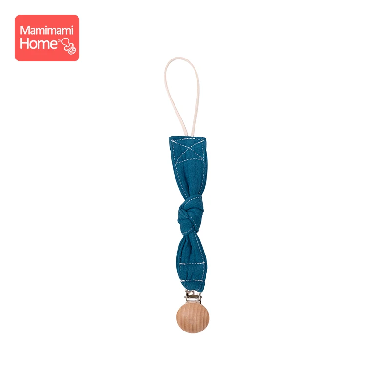 Blue Pacifier Clip Mamihome детские нагрудники, тканевые банданы с деревянным кольцом, прорезыватель из бука, хлопковый слюнявчик, впитывающая ткань для новорожденных, детские товары, игрушки - Цвет: Blue Pacifier Clip