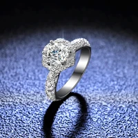 925 sterling silver ring mozanstone 1 carat six prong woman ring fashion wedding jewelry