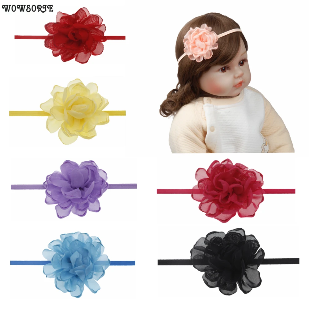 baby headband Chiffon Flowers Headband girls Burning Edge Wedding Decoration DIY Wreath Headwear newborn girls hair Accessories