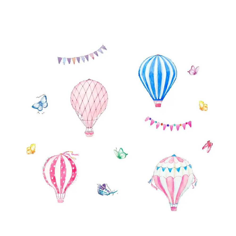 

Симпатичная Настенная Наклейка с воздушным шаром, украшение для спальни, обои для детской комнаты, настенная наклейка, съемная розовая синя...