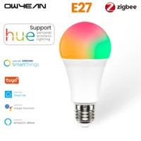owyean tuya zigbee 3 0 smart e27 led light bulb lamp rgbwc dimmable work with hue smart life alexa home assistant automation