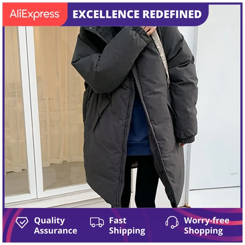 

Женская куртка с карманами, теплая длинная парка оверсайз с воротником-стойкой, зима-весна 2021