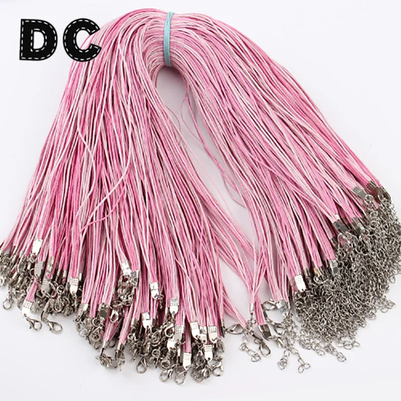 

20pcs/lot Blue Pink Red Multilayer Cotton Necklace Chain Rope with Lobster Clasp 41cm Length DIY Jewelry Accessories