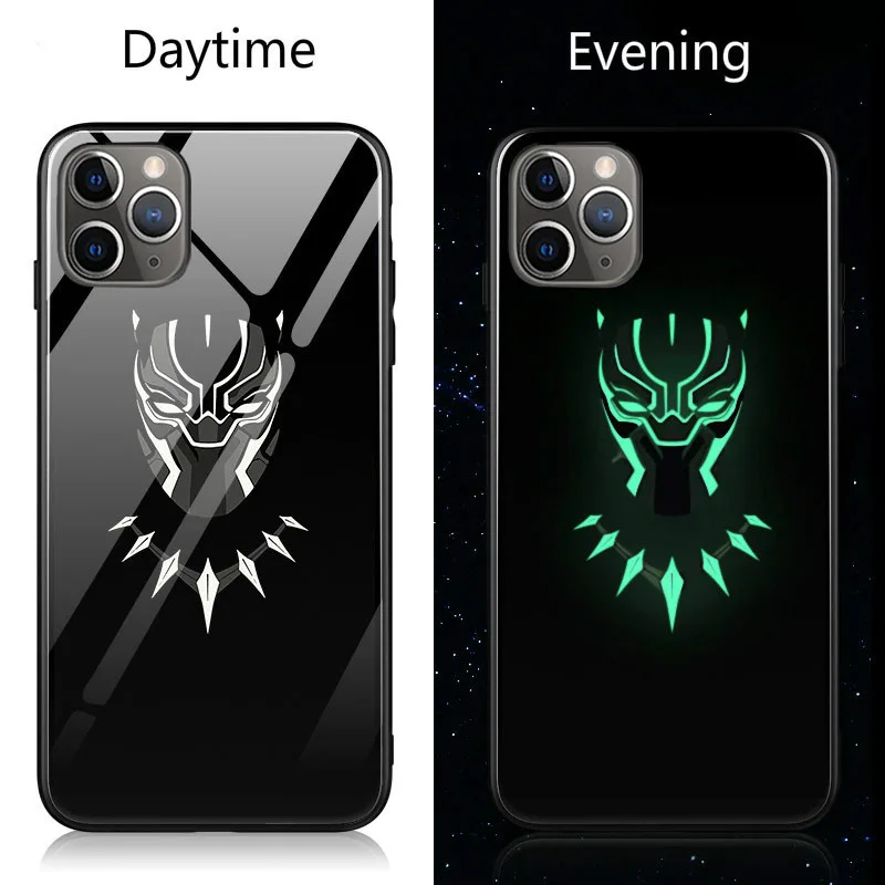 Marvel Бэтмен Веном чехол в виде светящегося стекла для iphone 11 Pro XS MAX XR X 7 8 6 6S Plus Мстители Черная пантера Железный человек чехол