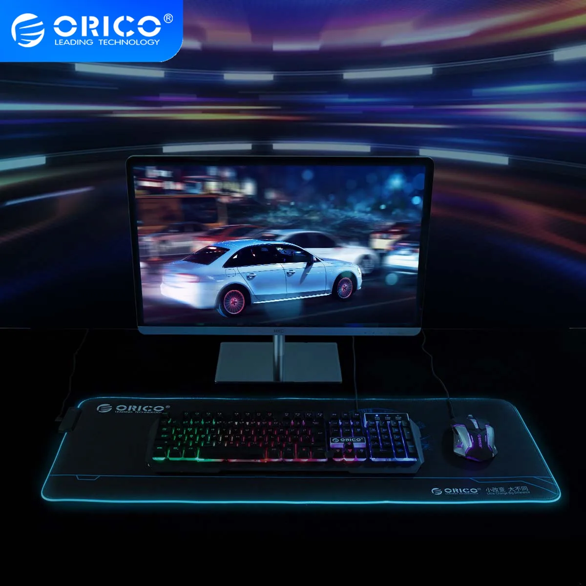 Большой светодиодный коврик для мыши ORICO RGB USB Проводная Подсветка игровой