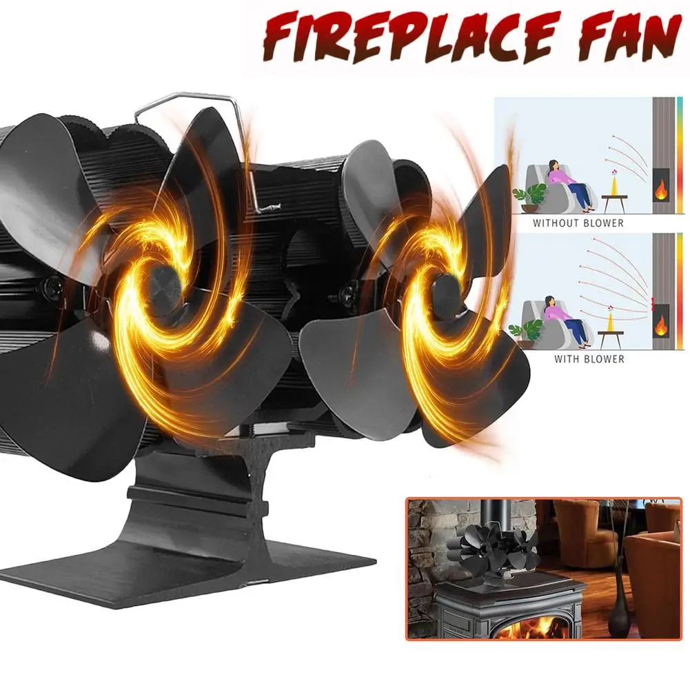 

Coal Fireplace 8 Blades Heat Powered Stove Fan Log Wood Burner Eco-fan Quiet Burnering Fireplace Fan Efficient Heat Distribution