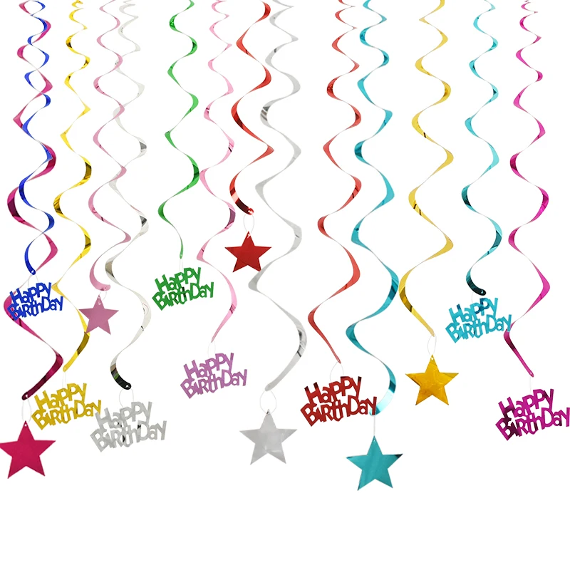 6 шт./компл. металлическое потолочное вихревое украшение с днем рождения вечерние