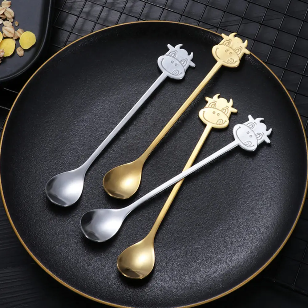 

10Pcs Stainless Steel Spoons Coffee Spoons Stirring Spoons (Golden, Silver)