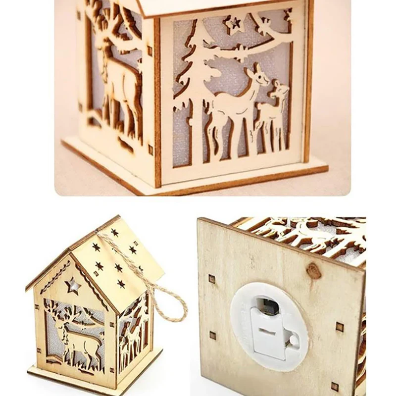 

High Quality Merry Christmas LED Lights Luminous Cabin Pendants Ornaments Xmas Gifts New Year