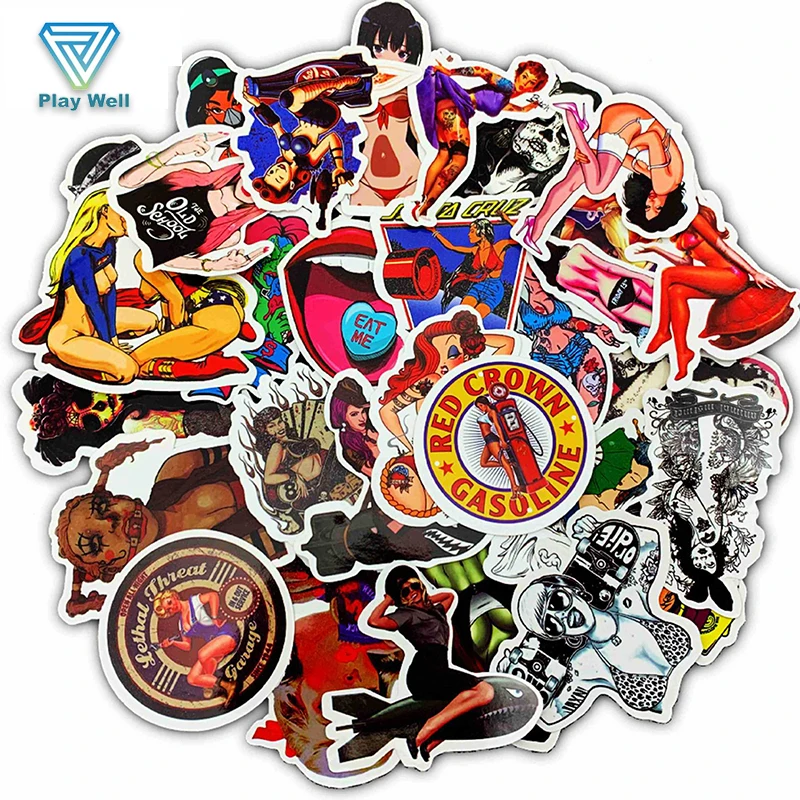 Наклейки 50 шт. эротические сексуальные красивые персонажи ноутбук мотоцикл