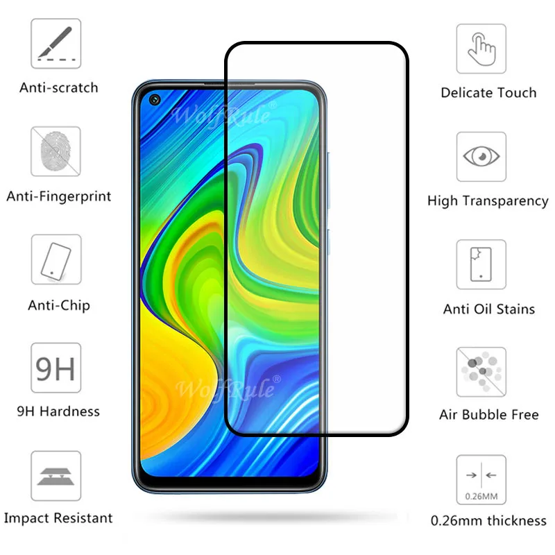 Cristal de cobertura completa para Xiaomi Redmi Note 9, Protector de pantalla HD para Redmi Note 9, cristal de lente de 6,53 pulgadas-1