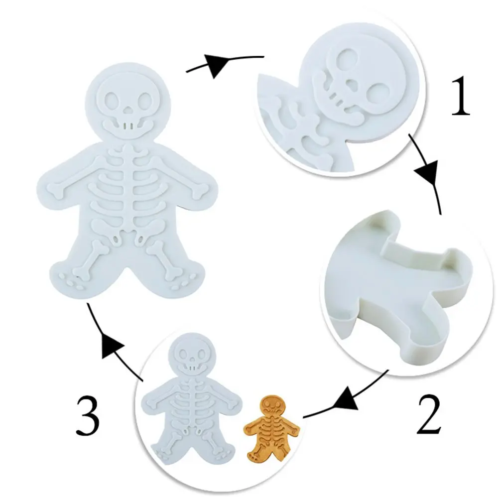 Skeleton Gingerbread Man Biscuit Die Fondant Cake Mould DIY Kitchen Tool Pressure Maker Baking Tools | Дом и сад
