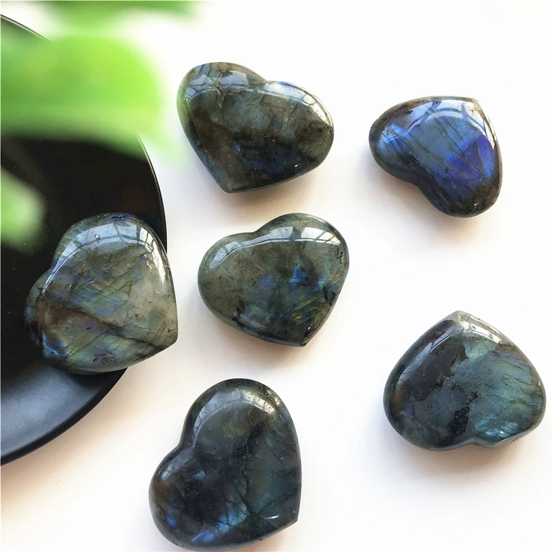 Красивый цвет натуральный лабрадорит сердце кристалл необработанный