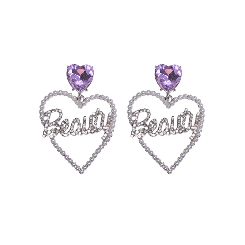 

cute earrings indie grunge heart pearl beauty diamond earring sparkle silver hook earring a pair
