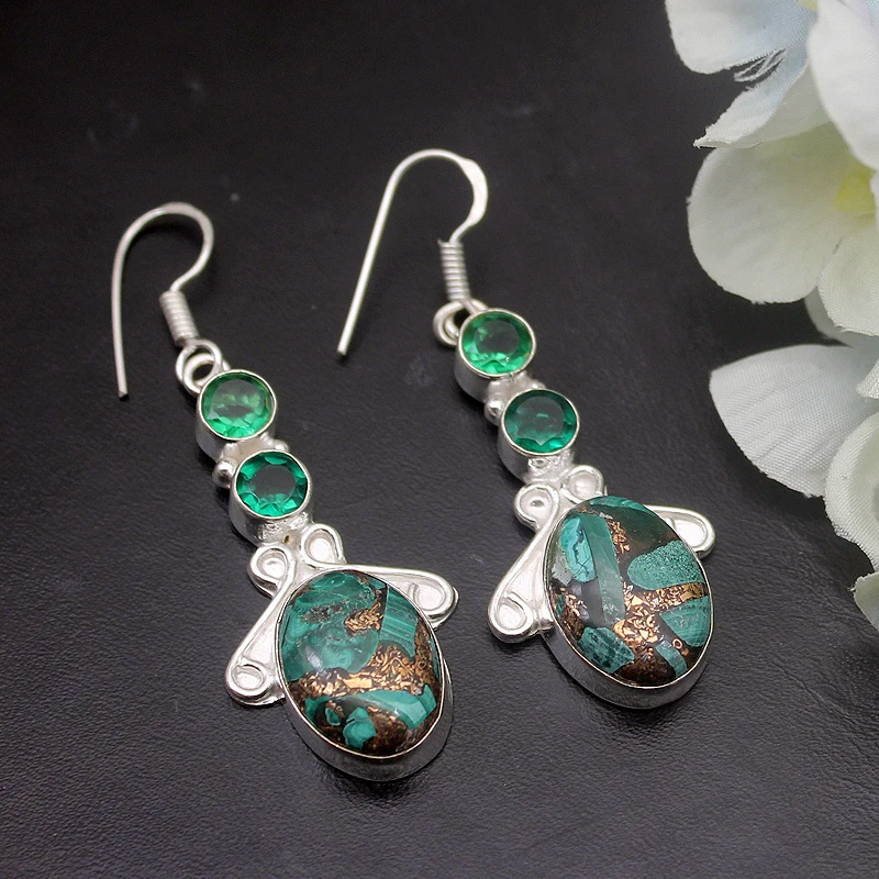 Особый дизайн природный греентопаз морской осадок серебро 925 пробы цвет Длинные