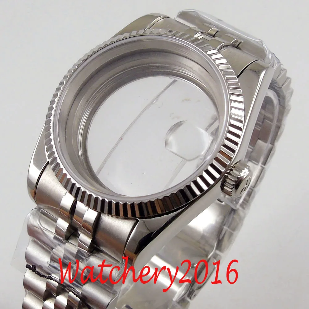 36mm Sapphire Glass Watch Case + jubilee Strap Fit Miyota 82 series Movement