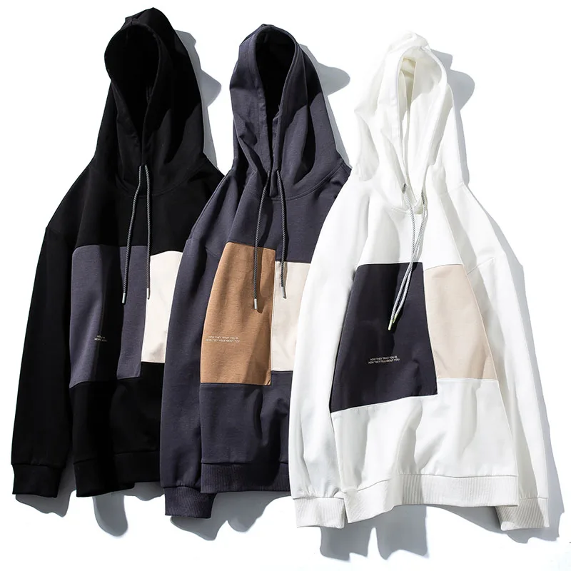 

Толстовка мужская с капюшоном, с бархатными вставками