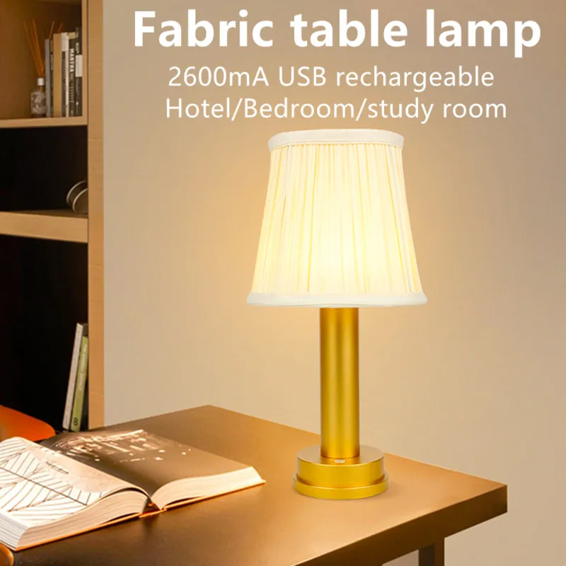 Pаспродажа Тканевая Настольная лампа с регулируемой яркостью для отеля, беспроводной светодиодный светильник для бара, кафе, дома, офиса, ресторана, ...