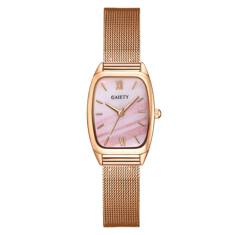 Часы женские повседневные кварцевые с сетчатым браслетом золотого цвета|Женские