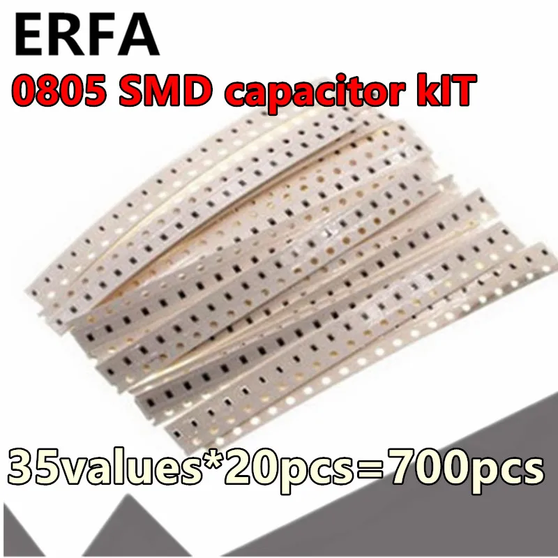 

35 значений * 20 шт. = 700 шт. 0805 SMD набор конденсаторов, микроконденсатор 1 пФ ~ 10 мкФ