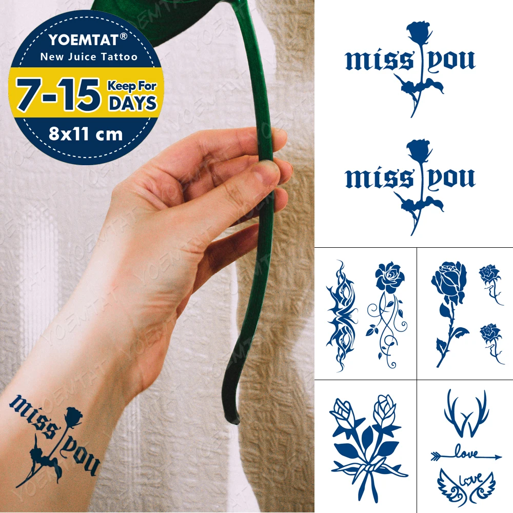 

Juice Lasting Waterproof Temporary Tattoo Sticker Rose Peony Flower Flash Tattoos Female Sexy Arm Chest Body Art Fake Tatto Male