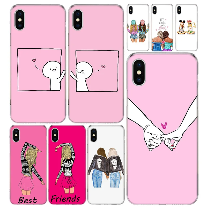 

Best Friends BFF Matching Phone Case Cover For iPhone 13 11 Pro 12 Mini 7 8 6 6S Plus + XR X XS MAX SE 5 5S Art Customized Coque