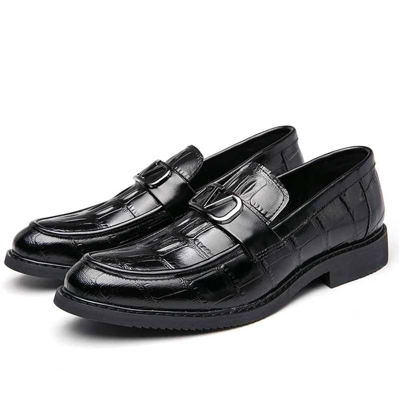 

Misalwa Black Casual Business Men Oxford Shoes Metal Formal Men's Shoes PU Leather British Office Men Shoes for Career Elegant