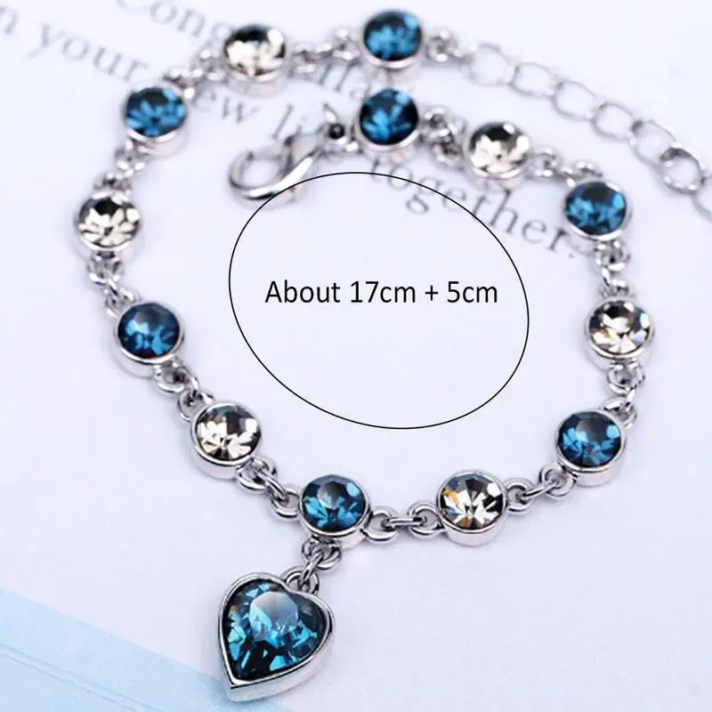 1 Pcs Ocean Heart Bracelet Austrian Crystal Zircon Women's Pendant Jewelry Lady crystal Love Fashion D3V6 | Украшения и