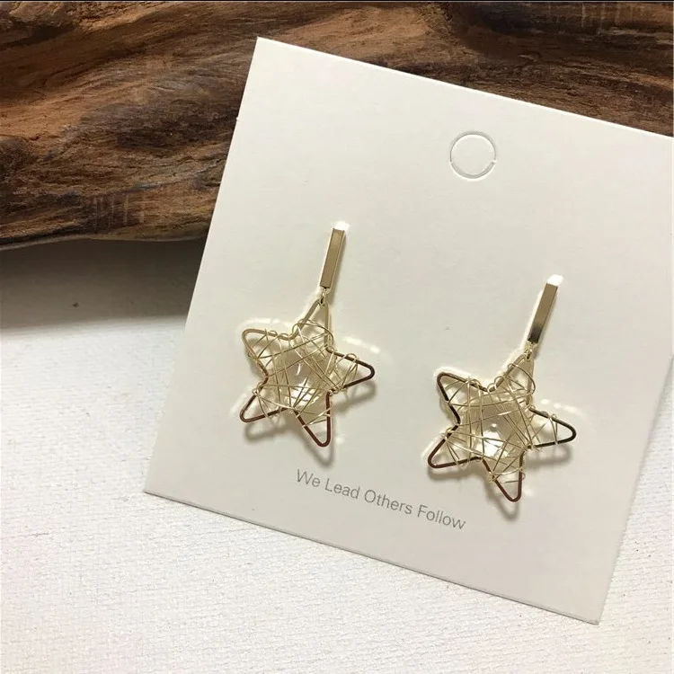 

2020Korean Vintage Earrings For Women Transparent Five Pointed Star Earrings Crystal Big Hanging Dangle Earrings Fashion Jewelry