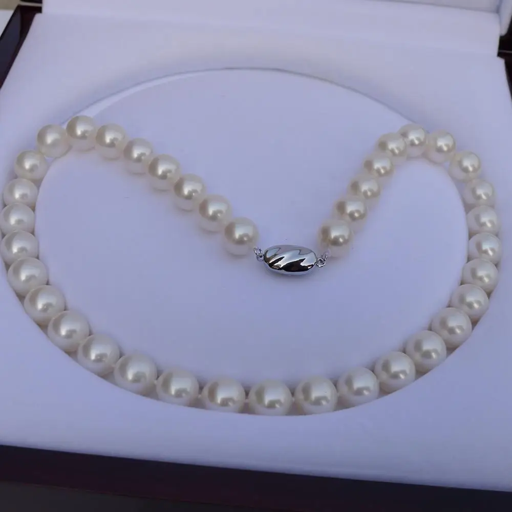 

Fine Jewelry natural pearl 11-12mm round very bright light Pearl necklace 18INCH