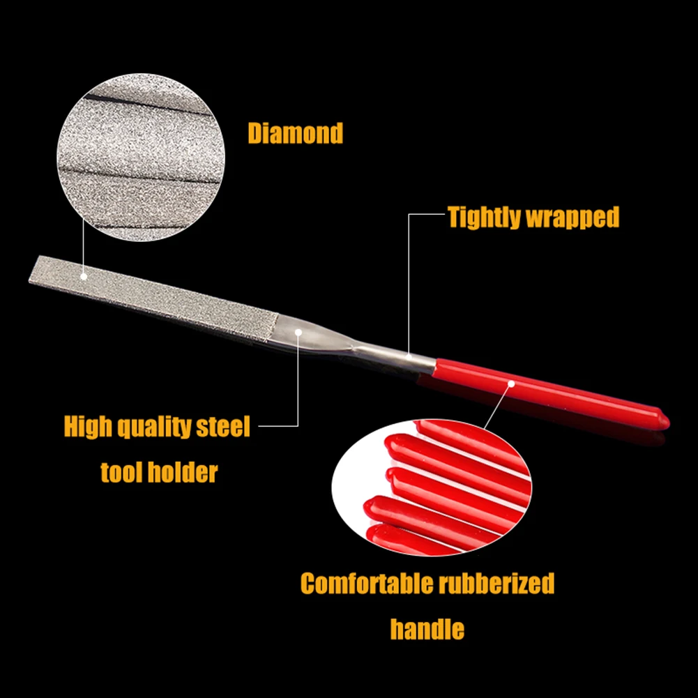 

10pcs Diamond Needle File Set 160mm Length Rubble Handle Jewelry Metal Polishing Carving Diamond Filing Hand Tool