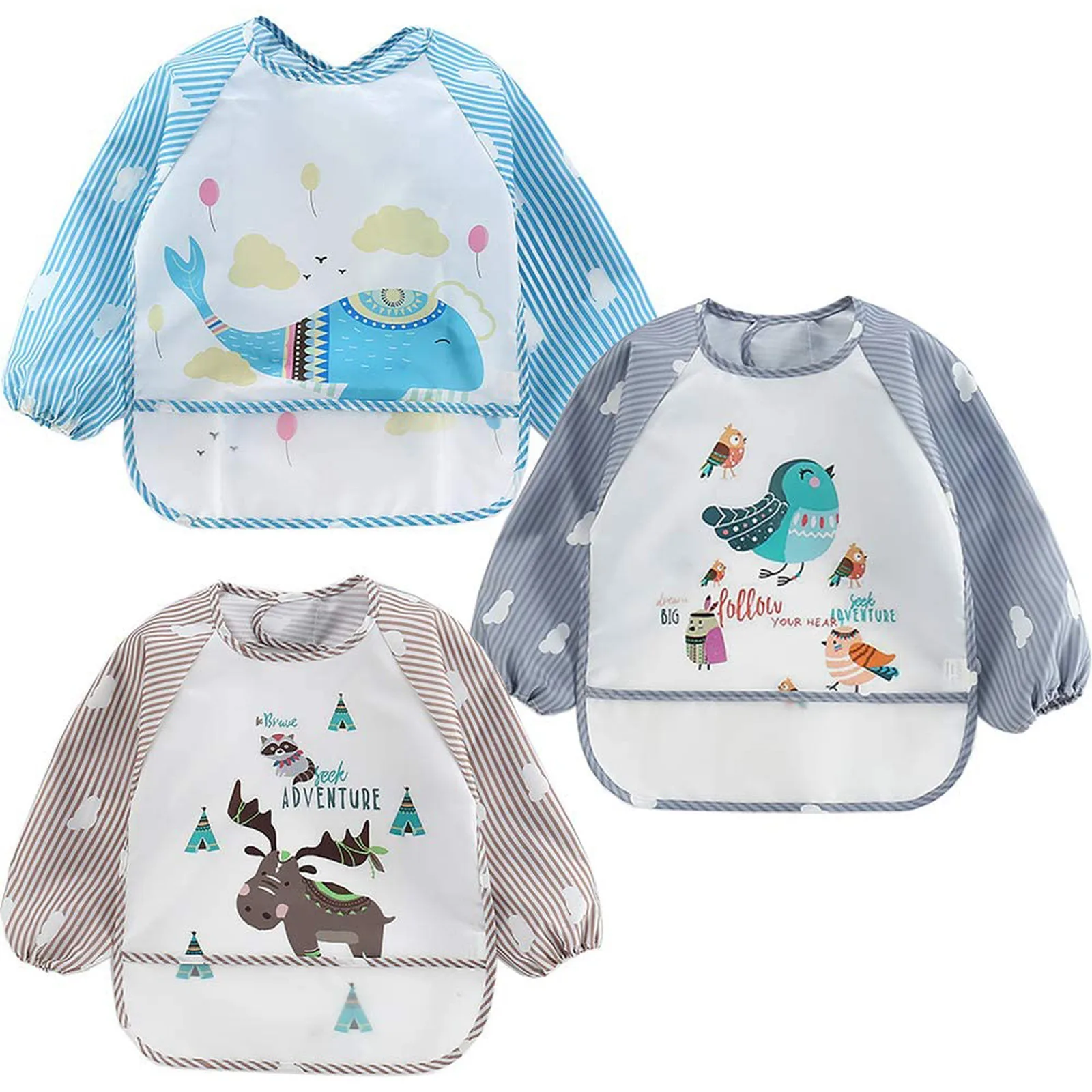 

Комплект из 3-х предметов для новорожденного, комплект для младенцев, для маленьких мальчиков и девочек с длинным рукавом Детские нагрудник...