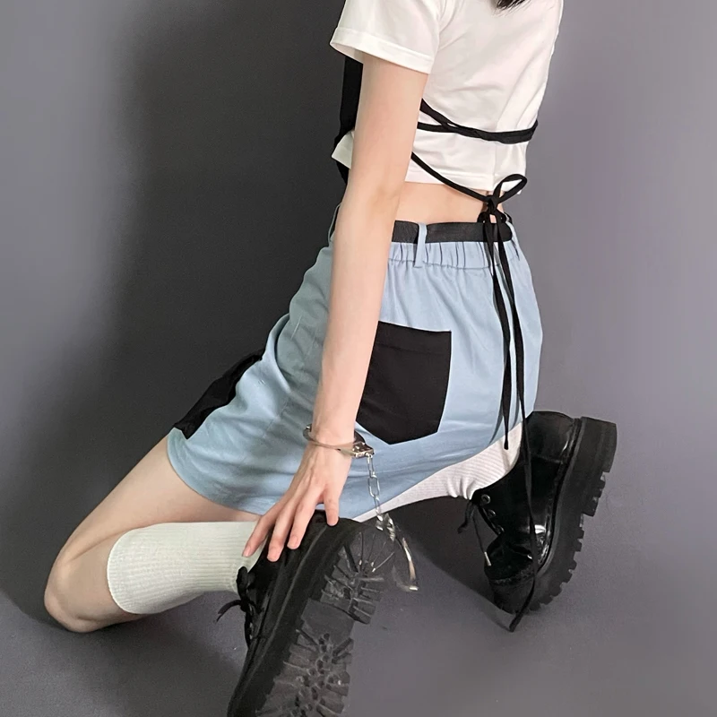 Модные кроп-топы в стиле Харадзюку готические футболки с коротким рукавом для