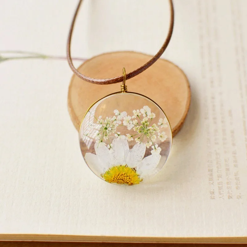 

New Arrivals Natural Dried Flowers Hand-made Pressed Flowers Necklaces Gift Gifts 7 Colors Necklace Women Name Necklace