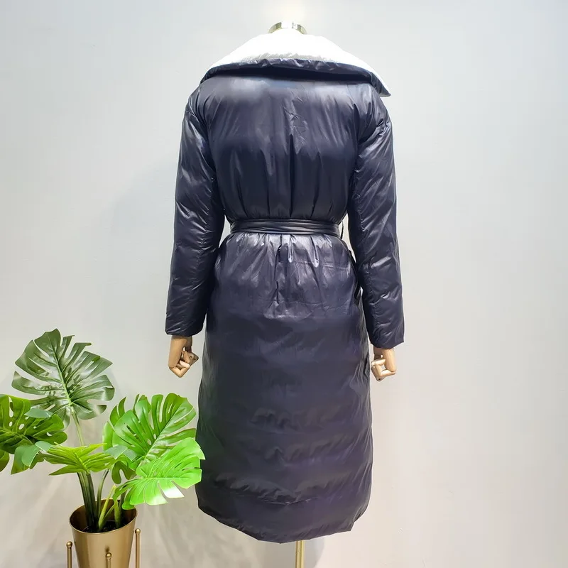 WOMENGAGAWomen парка бандажная одежда с обеих сторон зимние пальто для женщин черный