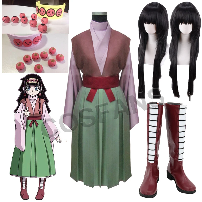 

Костюм для косплея Hunter x Hunter Alluka Zoldyck Aruka, кимоно для женщин и мужчин, костюм для косплея на Хэллоуин, полный комплект париков, обувь, головные уборы
